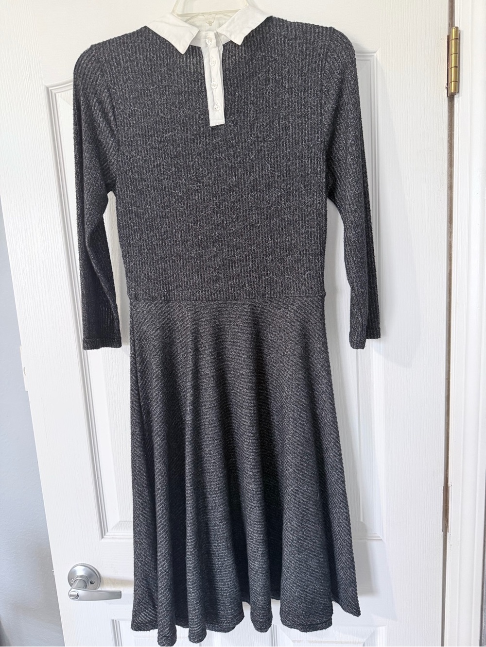 {ModCloth} Vintage Ultra-Soft Gray Knit Dress with White Peter Pan Collar - Picture 7 of 11